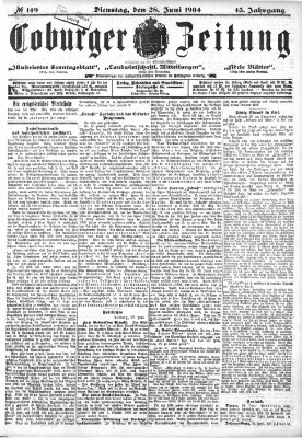 Coburger Zeitung Dienstag 28. Juni 1904