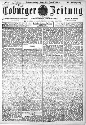 Coburger Zeitung Donnerstag 30. Juni 1904