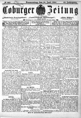 Coburger Zeitung Donnerstag 14. Juli 1904