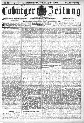 Coburger Zeitung Samstag 23. Juli 1904