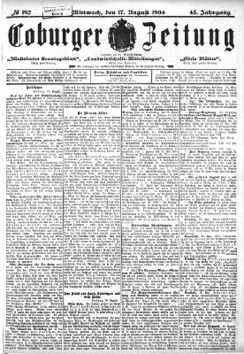 Coburger Zeitung Mittwoch 17. August 1904