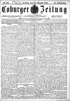 Coburger Zeitung Freitag 26. August 1904