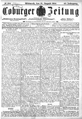 Coburger Zeitung Mittwoch 31. August 1904