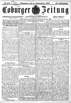 Coburger Zeitung Dienstag 6. September 1904