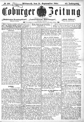 Coburger Zeitung Mittwoch 14. September 1904