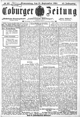 Coburger Zeitung Donnerstag 15. September 1904