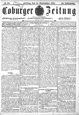 Coburger Zeitung Freitag 16. September 1904