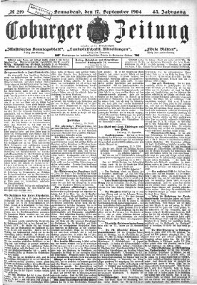 Coburger Zeitung Samstag 17. September 1904