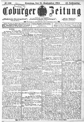 Coburger Zeitung Sonntag 18. September 1904