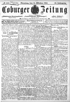 Coburger Zeitung Dienstag 18. Oktober 1904