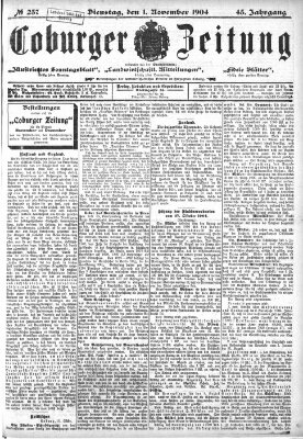 Coburger Zeitung Dienstag 1. November 1904