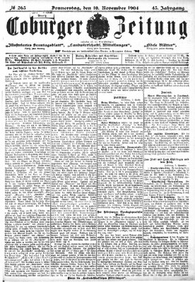 Coburger Zeitung Donnerstag 10. November 1904