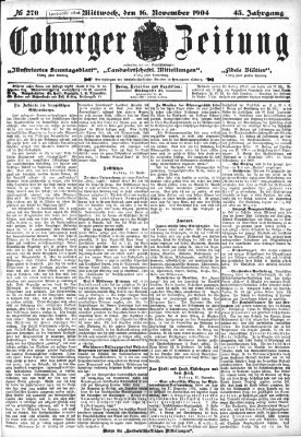 Coburger Zeitung Mittwoch 16. November 1904