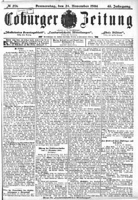 Coburger Zeitung Donnerstag 24. November 1904