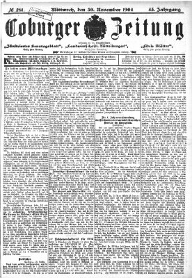 Coburger Zeitung Mittwoch 30. November 1904