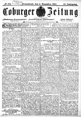 Coburger Zeitung Samstag 3. Dezember 1904