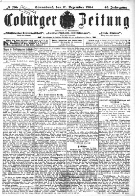 Coburger Zeitung Samstag 17. Dezember 1904