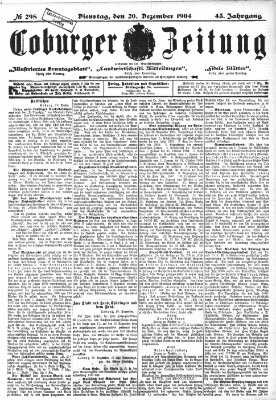 Coburger Zeitung Dienstag 20. Dezember 1904