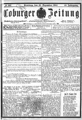 Coburger Zeitung Sonntag 25. Dezember 1904