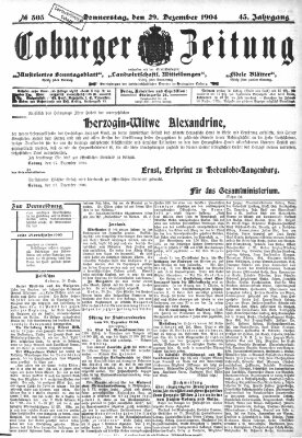 Coburger Zeitung Donnerstag 29. Dezember 1904