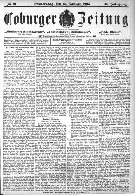 Coburger Zeitung Dienstag 12. Januar 1904