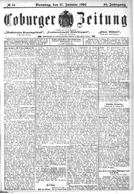 Coburger Zeitung Sonntag 17. Januar 1904