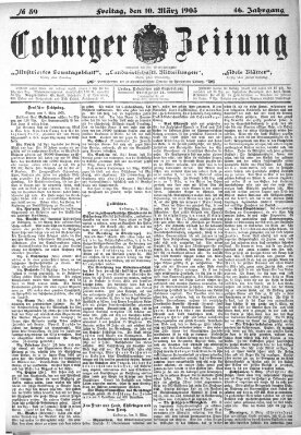 Coburger Zeitung Donnerstag 10. März 1904