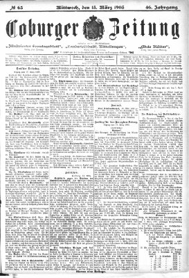 Coburger Zeitung Dienstag 15. März 1904