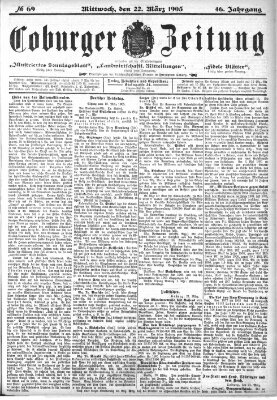 Coburger Zeitung Dienstag 22. März 1904