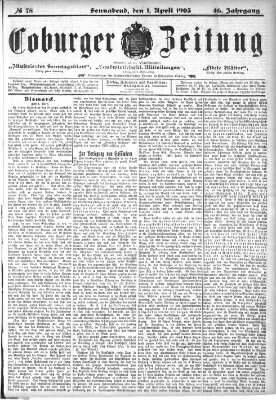 Coburger Zeitung Freitag 1. April 1904