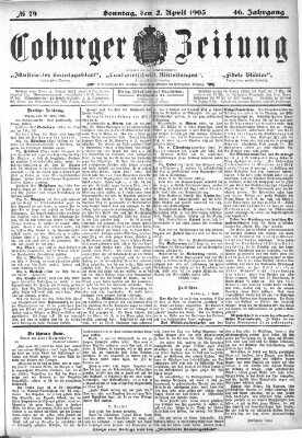 Coburger Zeitung Samstag 2. April 1904