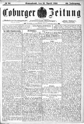 Coburger Zeitung Freitag 15. April 1904