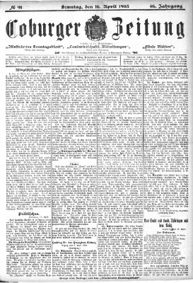 Coburger Zeitung Samstag 16. April 1904