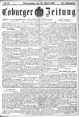 Coburger Zeitung Mittwoch 20. April 1904