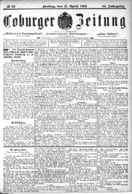 Coburger Zeitung Donnerstag 21. April 1904