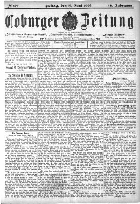 Coburger Zeitung Donnerstag 16. Juni 1904