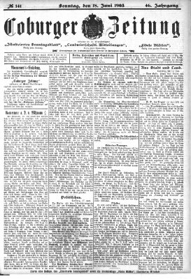 Coburger Zeitung Samstag 18. Juni 1904