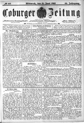 Coburger Zeitung Dienstag 21. Juni 1904