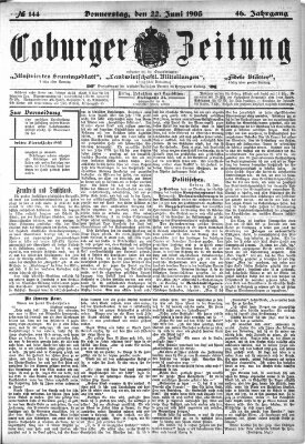 Coburger Zeitung Mittwoch 22. Juni 1904