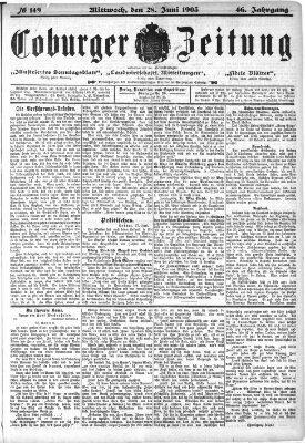 Coburger Zeitung Dienstag 28. Juni 1904