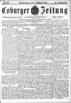 Coburger Zeitung Donnerstag 3. August 1905