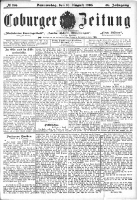 Coburger Zeitung Donnerstag 10. August 1905