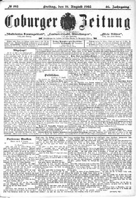 Coburger Zeitung Freitag 18. August 1905