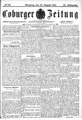 Coburger Zeitung Dienstag 22. August 1905