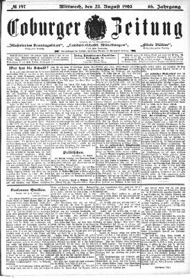 Coburger Zeitung Mittwoch 23. August 1905