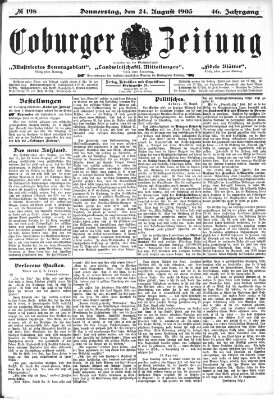 Coburger Zeitung Donnerstag 24. August 1905