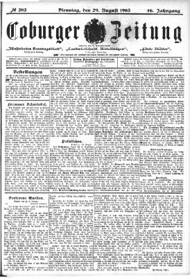 Coburger Zeitung Dienstag 29. August 1905