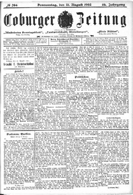 Coburger Zeitung Donnerstag 31. August 1905