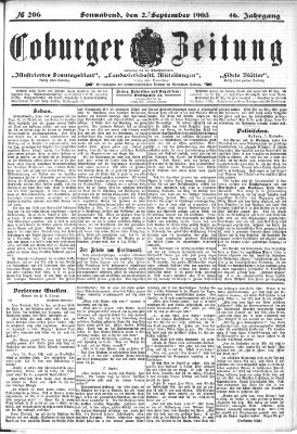 Coburger Zeitung Samstag 2. September 1905