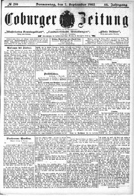 Coburger Zeitung Donnerstag 7. September 1905
